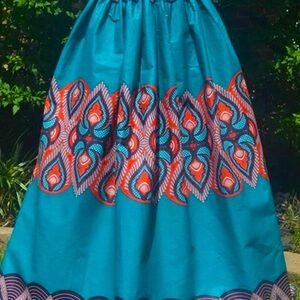 African Print Maxi Skirt w/ pockets
